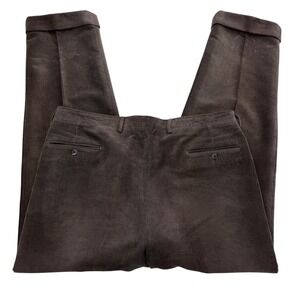 Luciano Barbera Pants Mens 36 X 30 Brown Dress Pleated Corduroy Cuffed Italy